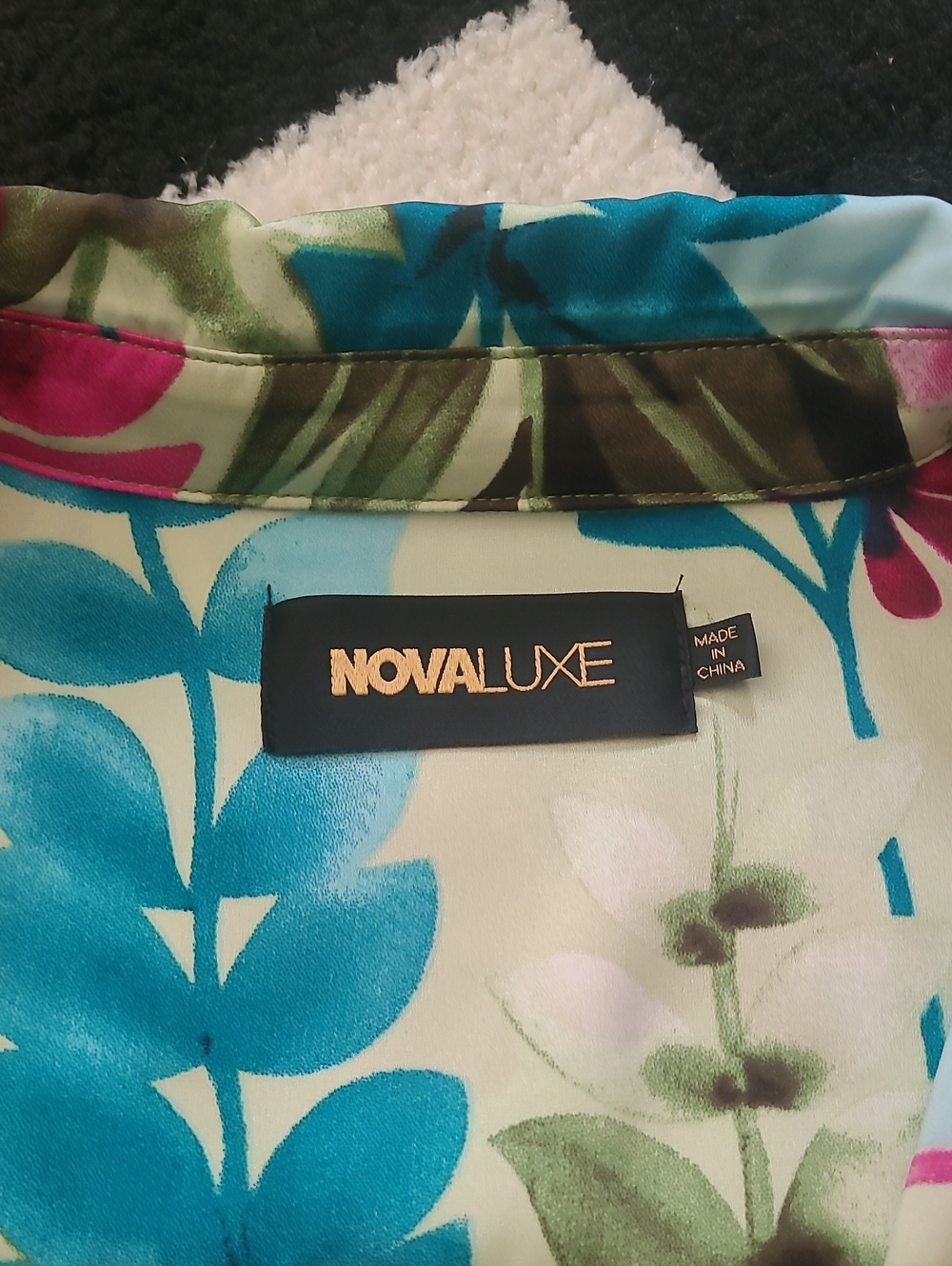 Vibrant Floral Fashion Nova - Nova Luxe Teal, Green & Pink Satin Pants Set